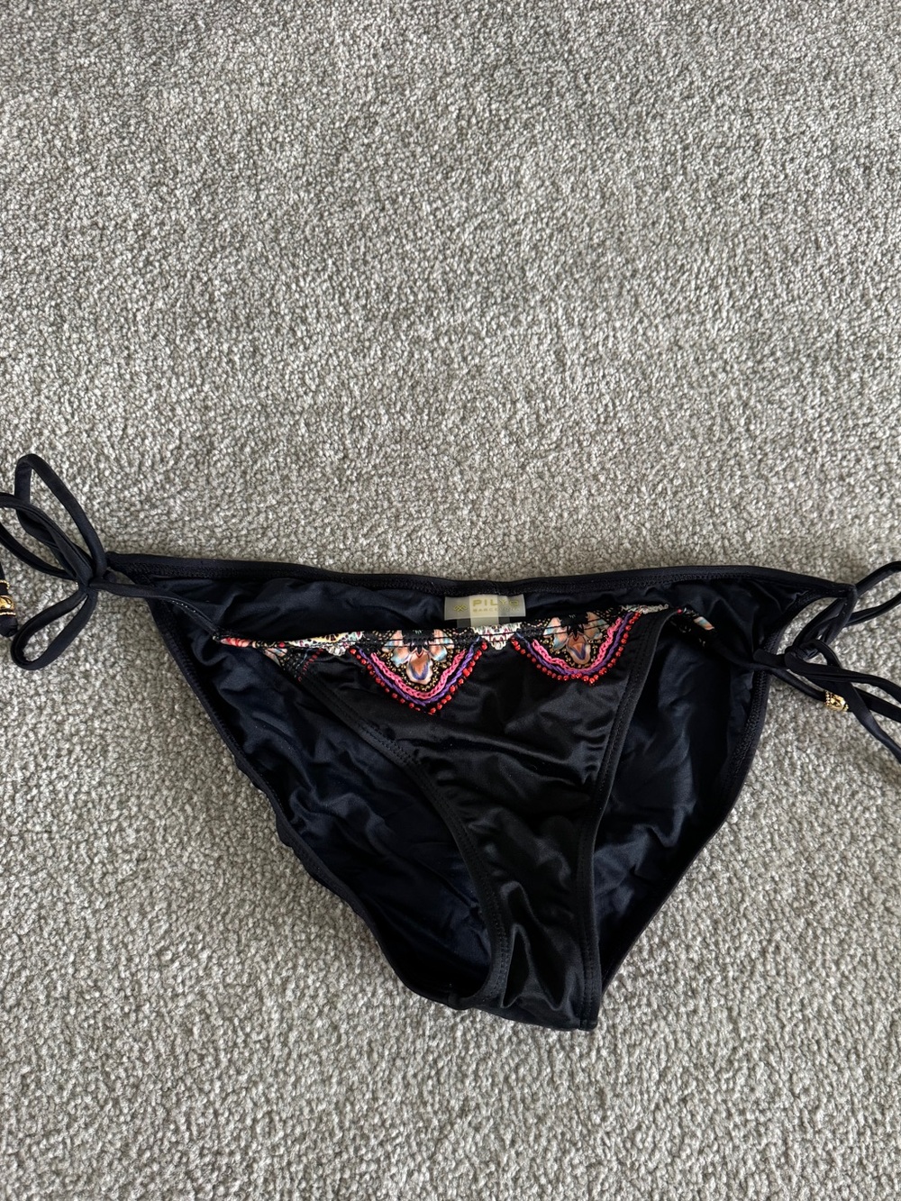 Pilyq Black Side Tie Beaded Low Rise Bikini Bottoms Size
Medium